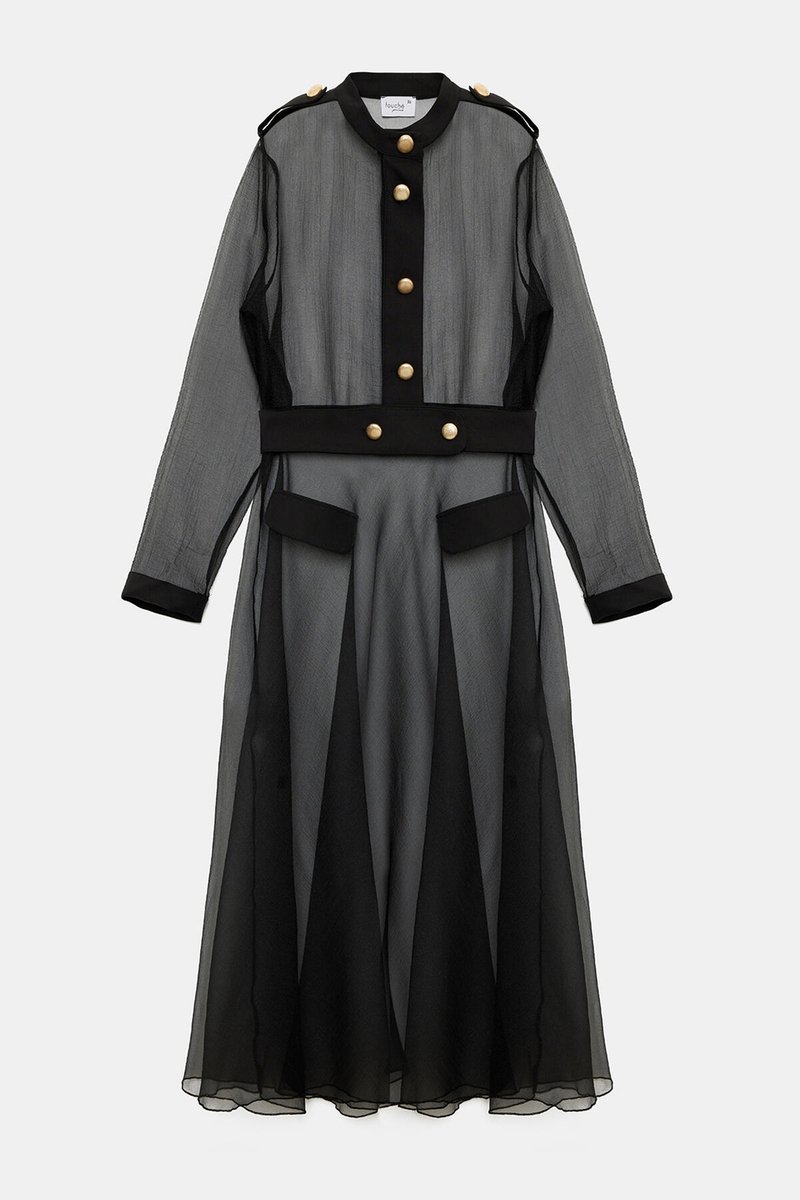 Touché Privé - Organza jurk met epauletten - Zwart - Dames