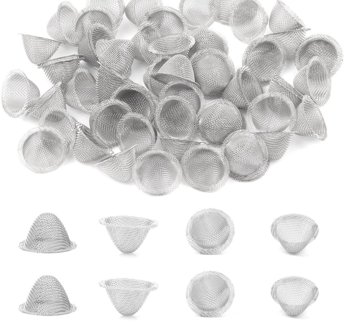 Allecto - Conische Mesh-komzeefjes - Roestvrijstalen zeef - Herbruikbaar - 16 mm - Mini metalen zeef - Geschikt voor huishouden en industrie