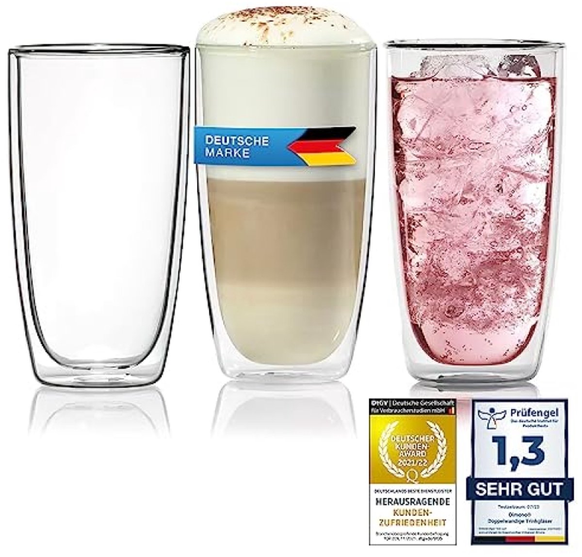 Dubbelwandig Drinkglas Borosilicaatglas - 450ml Waterglas voor Koude en Warme Dranken