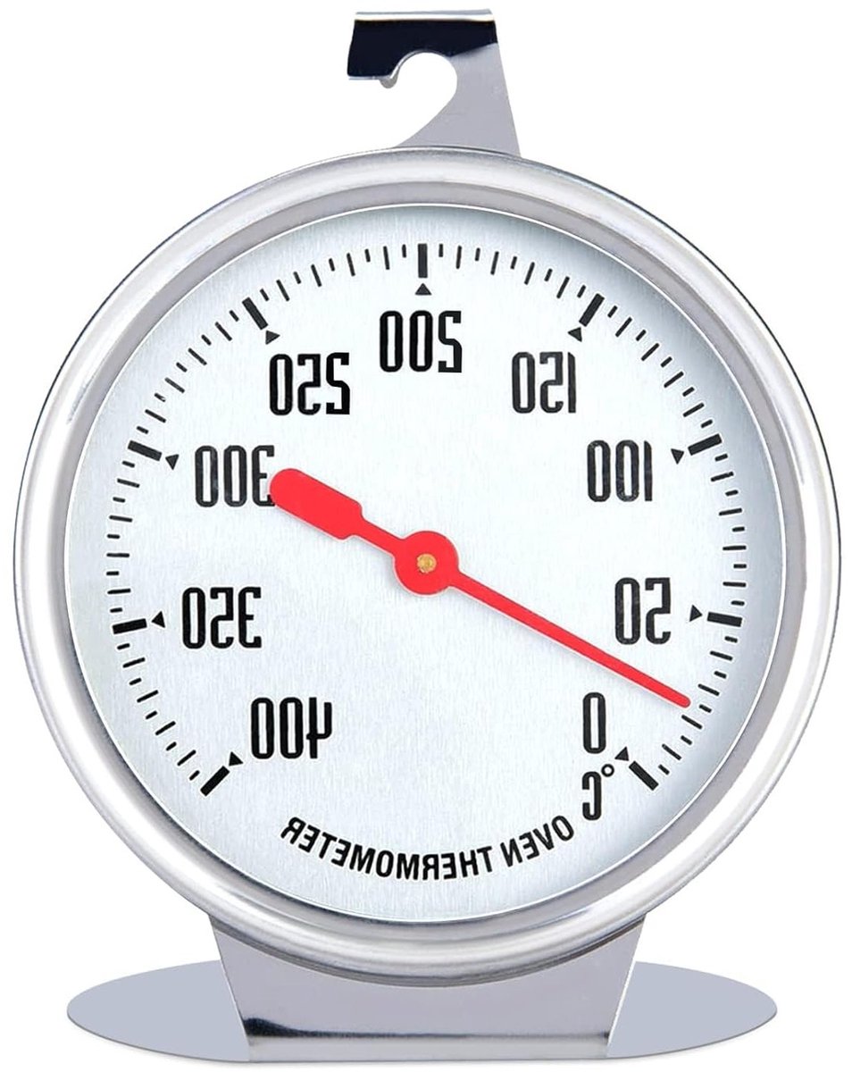 Oven thermometer van roestvrij staal voor elektrische ovens, nauwkeurige temperatuurmeting tot 400 graden, ideaal voor bakovens en grillen