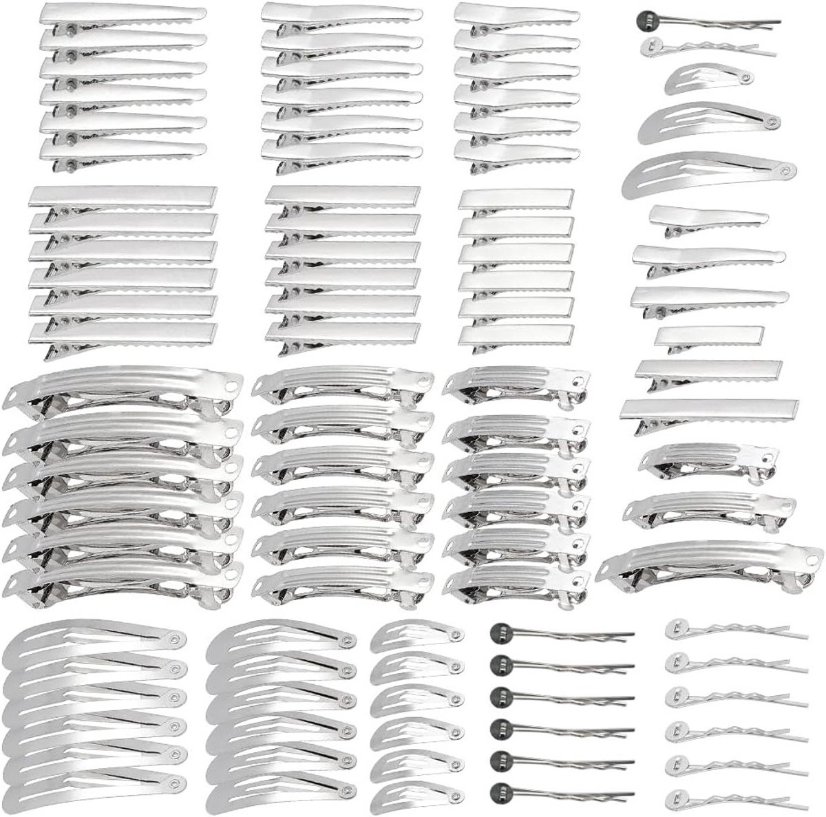 140 Stuks Gemengde Stijl Haarclips - 14 Soorten - 10 Stuks Zilveren Krokodillenclips voor Vrouwen en DIY Haarstyling