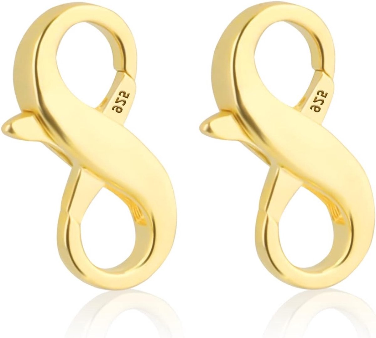 2 Stuks Dubbel Openende Sieraden Carabiner, Gouden 925 Sterling Zilveren Sluiting, Kettinkjes en Verbindingen voor DIY en Reparaties