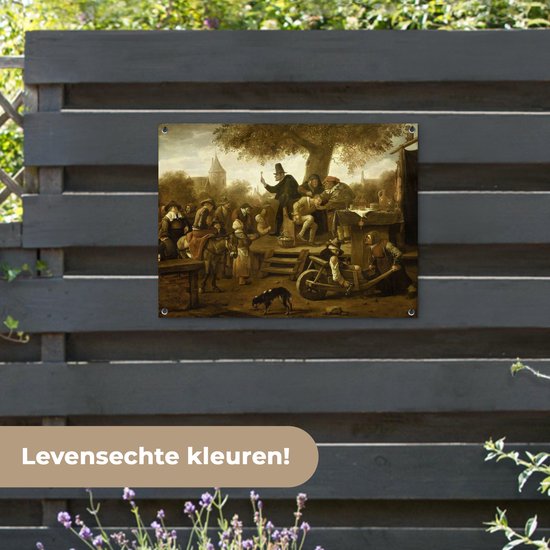Le charlatan (Les rochers) - Peinture de Jan Steen Garden poster 80x60 cm - Toile de jardin / Toile d'extérieur / Peintures pour l'extérieur (décoration de jardin)