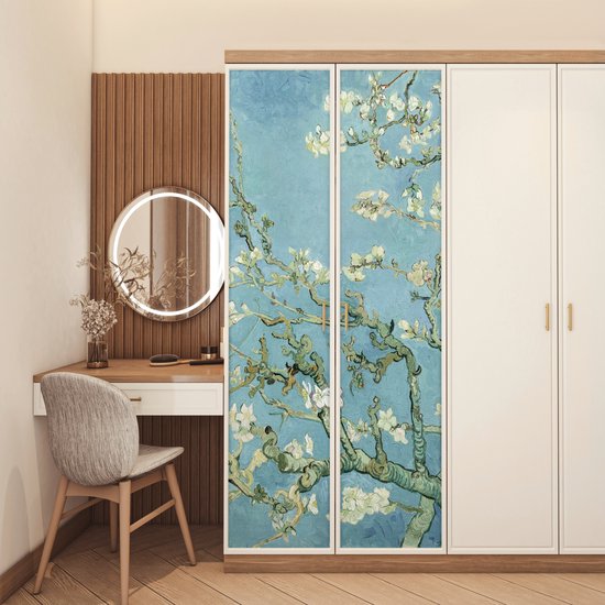 Affiche de porte fleur d'amandier - Van Gogh - Maîtres anciens - Art - Sticker de porte - Papier peint photo porte - Décoration de porte - Sticker autocollant - Décoration de chambre - 80x205 cm - Toilettes - Salle de bain - Salon