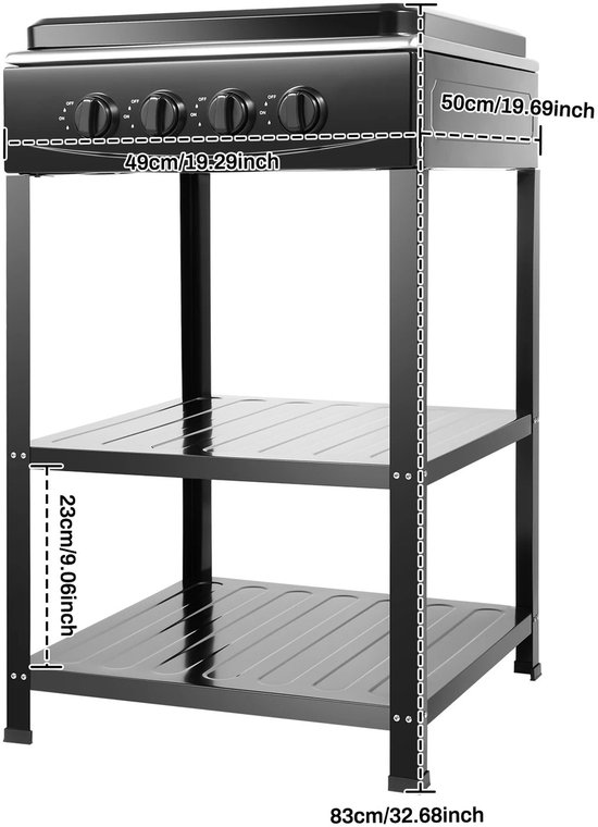 Lifero Gasfornuis 4-Branders - Buitenkeuken - Draagbare BBQ-Grill - Camping - Balkon - Tuin - Propaangas - RVS - 49x49x79 cm van Merkloos — afbeelding 3