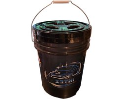 Autowasemmer - Wasemmer met deksel - Auto poetsen - Met grit guard - 20 Liter - Wit met blauw