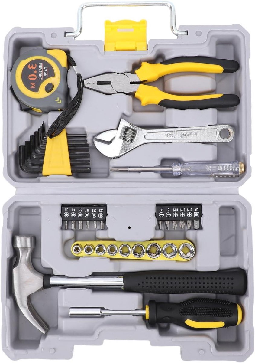 Gereedschapsset 35 Delig - Handgereedschap Set - Huishoudelijke Reparaties - Chroom-vanadiumstaal - 26 x 18 x 7 cm - Geel