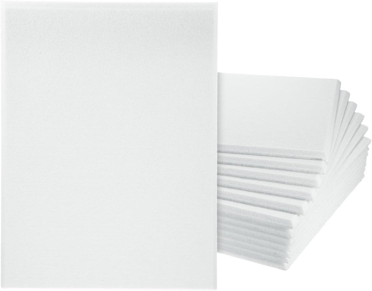 Akoestische Panelen - Geluidsisolatie Platen - Geluidsverbetering Kantoor - Zelfklevend Viltmateriaal - 12 stuks 40cm - Wit