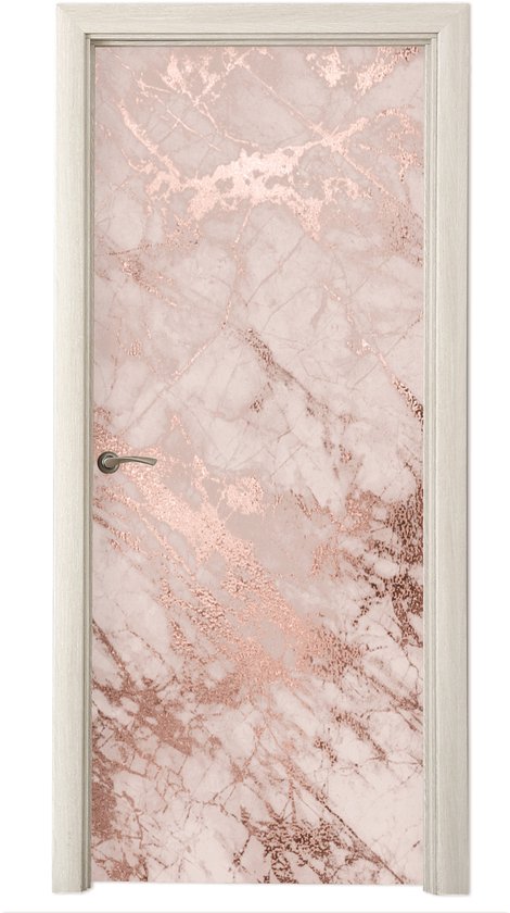 Deurposter 95x235 cm - Deursticker Marmer - Roze - Luxe - Marmerlook - Glitter - Design - Meubelfolie zelfklevend - Deurfolie woonkamer - Interieurfolie fotobehang - Deur plakfolie - Deurstickers - Deurbehang sticker - Kamer decoratie