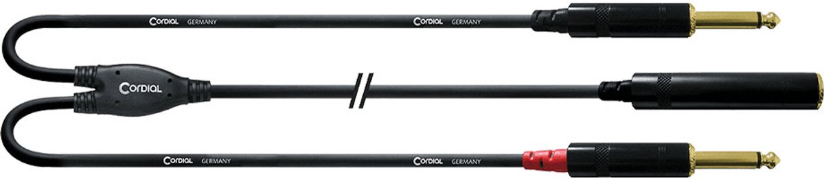 Cordial CFY 0,3 KPP Audio Y-adapter [1x Jackplug female 6,3 mm - 2x Jackplug male 6,3 mm] 30.00 cm Zwart