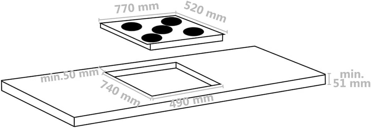 Keramische Inbouwkookplaat met 5 Zones en Touch Control