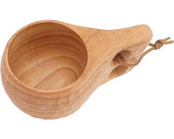 Omabeta Houten Campingbeker Stevige Prachtige Textuur Groot Handvat voor Wandelen Buiten Koffiemelk, Acaciahouten Mok voor Overleving Vreugdevuur Kerst Thanksgiving