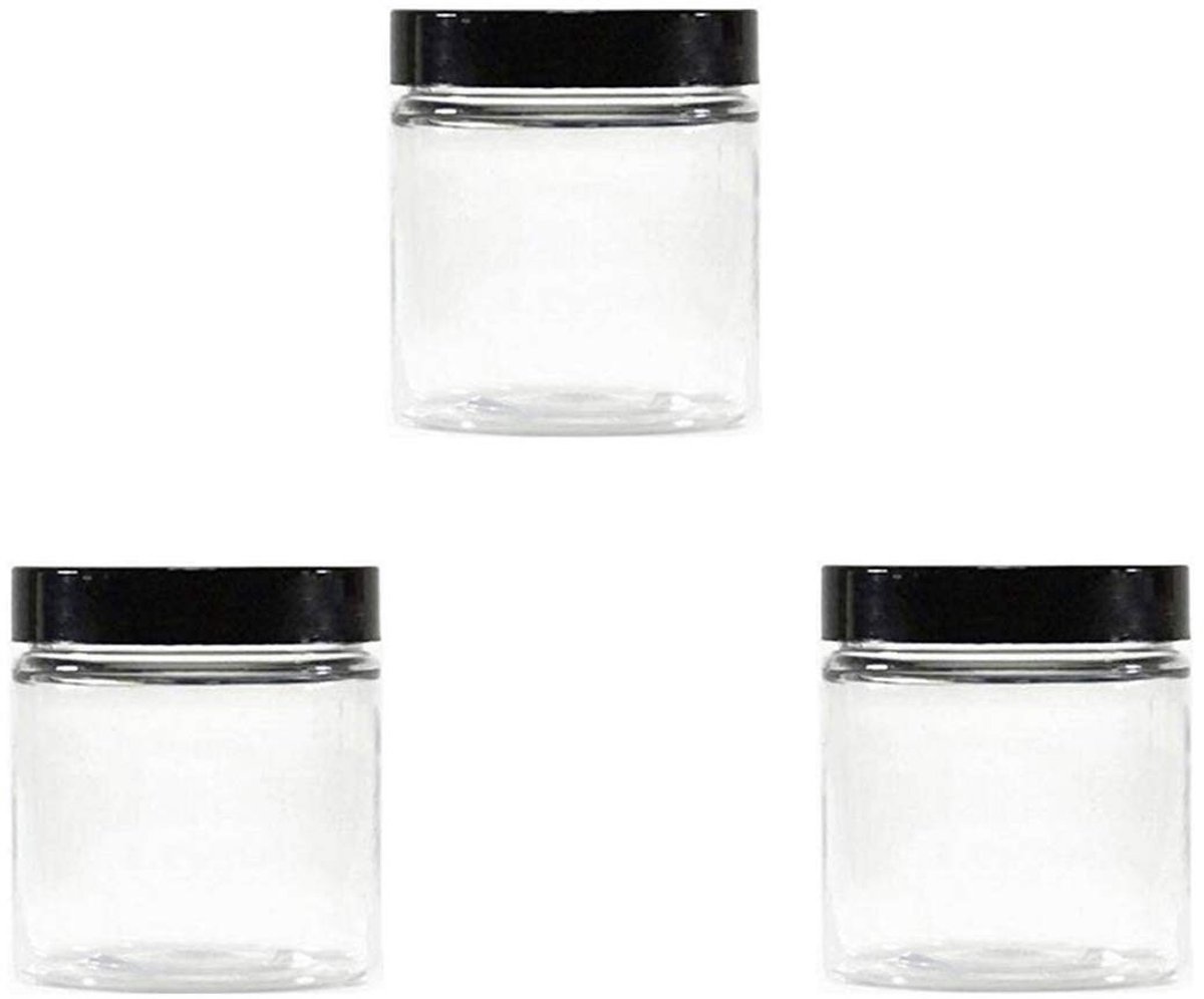 Cosensi- Cosmetic Jar 250ml - Set van 3 - Transparante Plastic Pot - Zwarte Deksel - Herbruikbaar - Compact en Lichtgewicht - Opslagpot