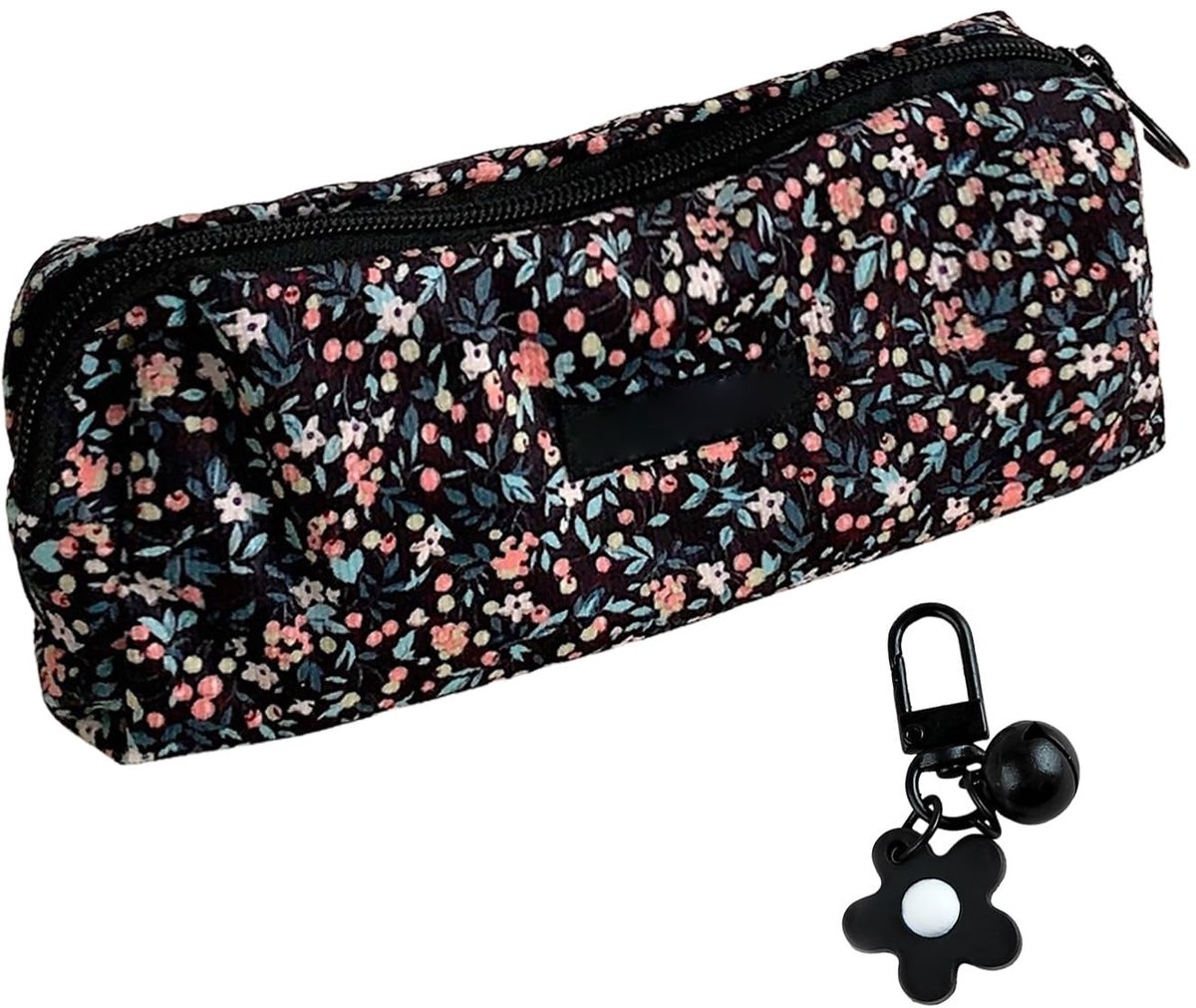Cosensi- Opbergtas Zwart - Geribbeld Fluweel - Cosmeticatas/Toilettas - Draagbare Opbergtas - 20 x 7 x 4,5 cm - Inclusief Hanger Ornament