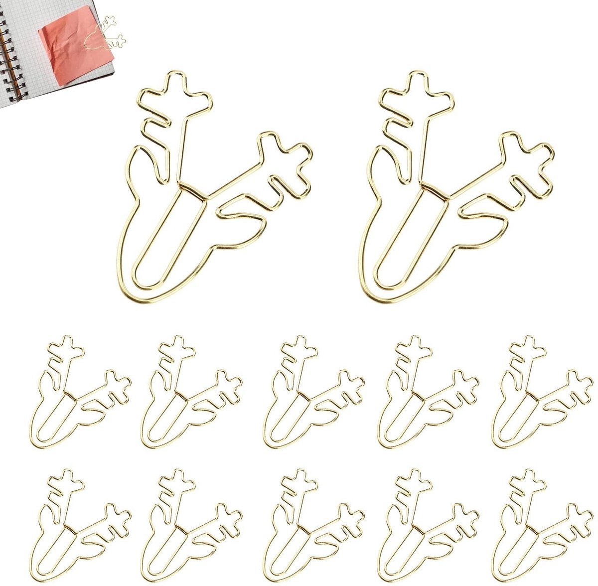 Cosensi- Paper Clips Goud - 50 Stuks - Metalen Clips - Leuke Dier Motieven - Bladwijzer - Planner Clips - Fun Design - Papierclips