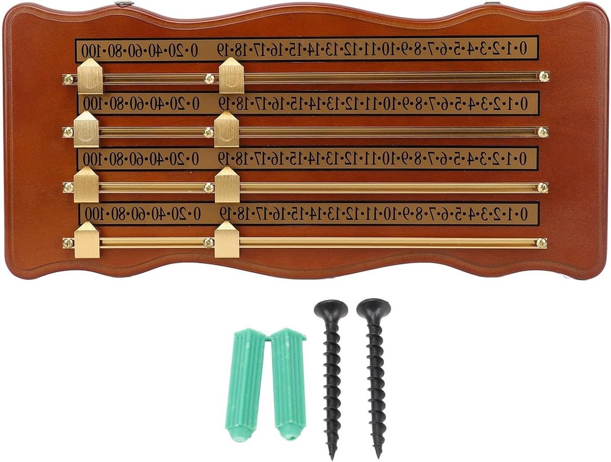 Billiard Score Keeper voor Snooker en Biljart - Hoogwaardige Houten Scorebord met 4 Tracks en Club Accessoires in Bruin