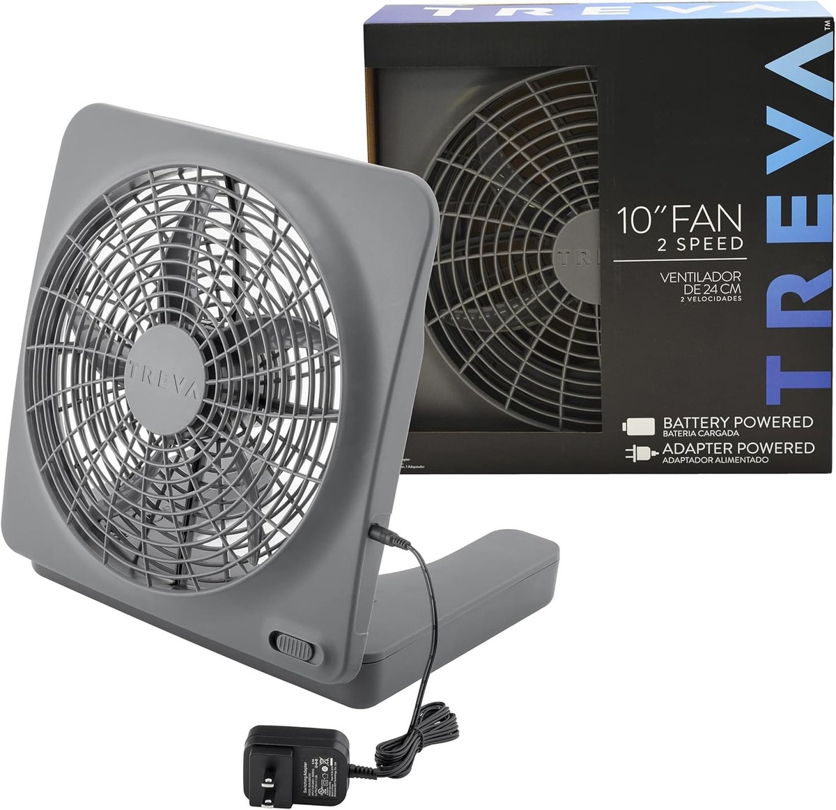 Draagbare Ventilator 25 cm met 2 Snelheden - Werkt op Batterijen en Stopcontact