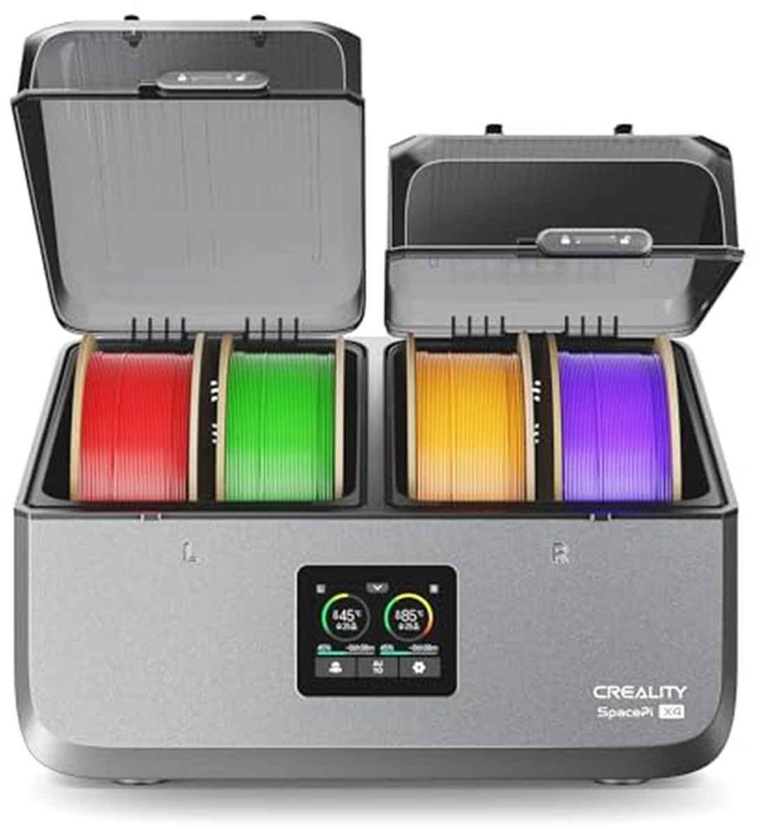 Filamentdroger voor 3D-printers met 4 Spoelen en Dubbele Verwarmingskamers