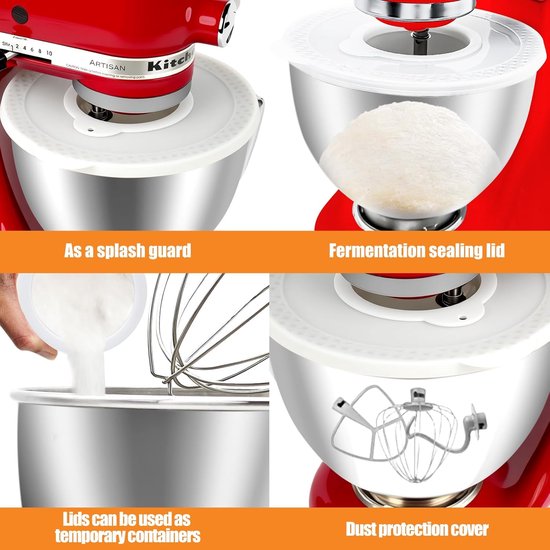Spatbeschermingsdeksel Geschikt voor KitchenAid blenders van 4,5–5 liter, siliconen mengkomdeksel, wit. van Merkloos — afbeelding 5