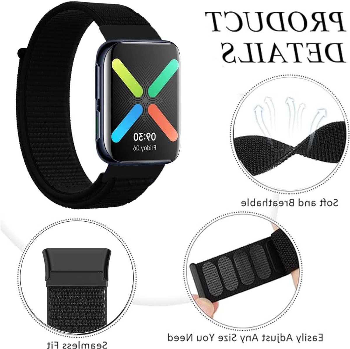 Ademende Sportarmband voor 46mm Smartwatch, Nylon Vervangarmband, Comfortabele Horlogeband voor Actieve Lifestyle