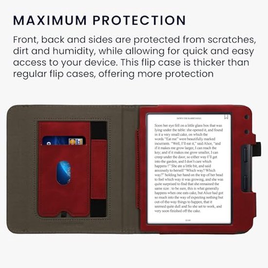 E-reader hoes voor Kobo Libra Colour - PU leren beschermcase met brushed hart in donker rood — afbeelding 5