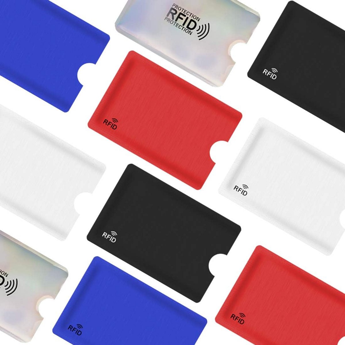 RFID-blokkerende kaarthouders - Set van 10 in 5 kleuren - Bescherming tegen identiteitsdiefstal - Slanke design - Voor creditcards en paspoorten