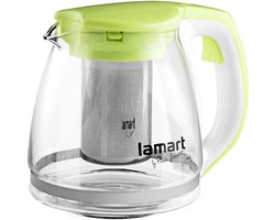 Lamart Glazen theepot, glas, groen, 12,5 x 12,5 x 14 cm