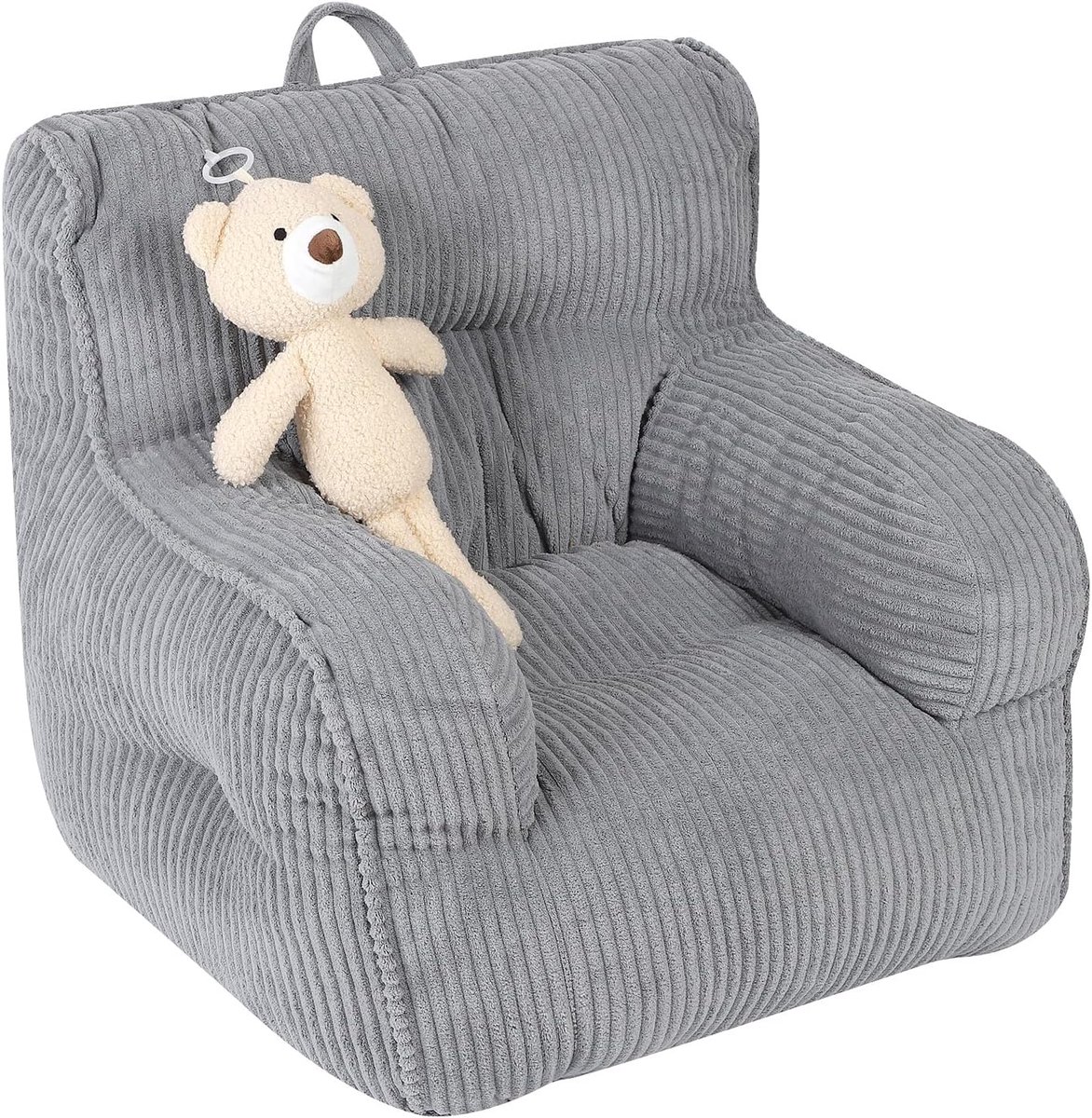 Comfortabele Zitzak voor Kinderen met Teddybeer Design in Grijs