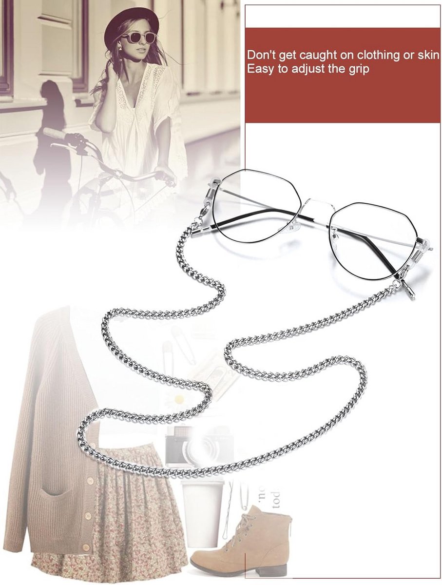 Stijlvolle Brillenketting & Zonnebrilkoord - Cubaanse Schakelketting voor Dames en Heren (72 cm)