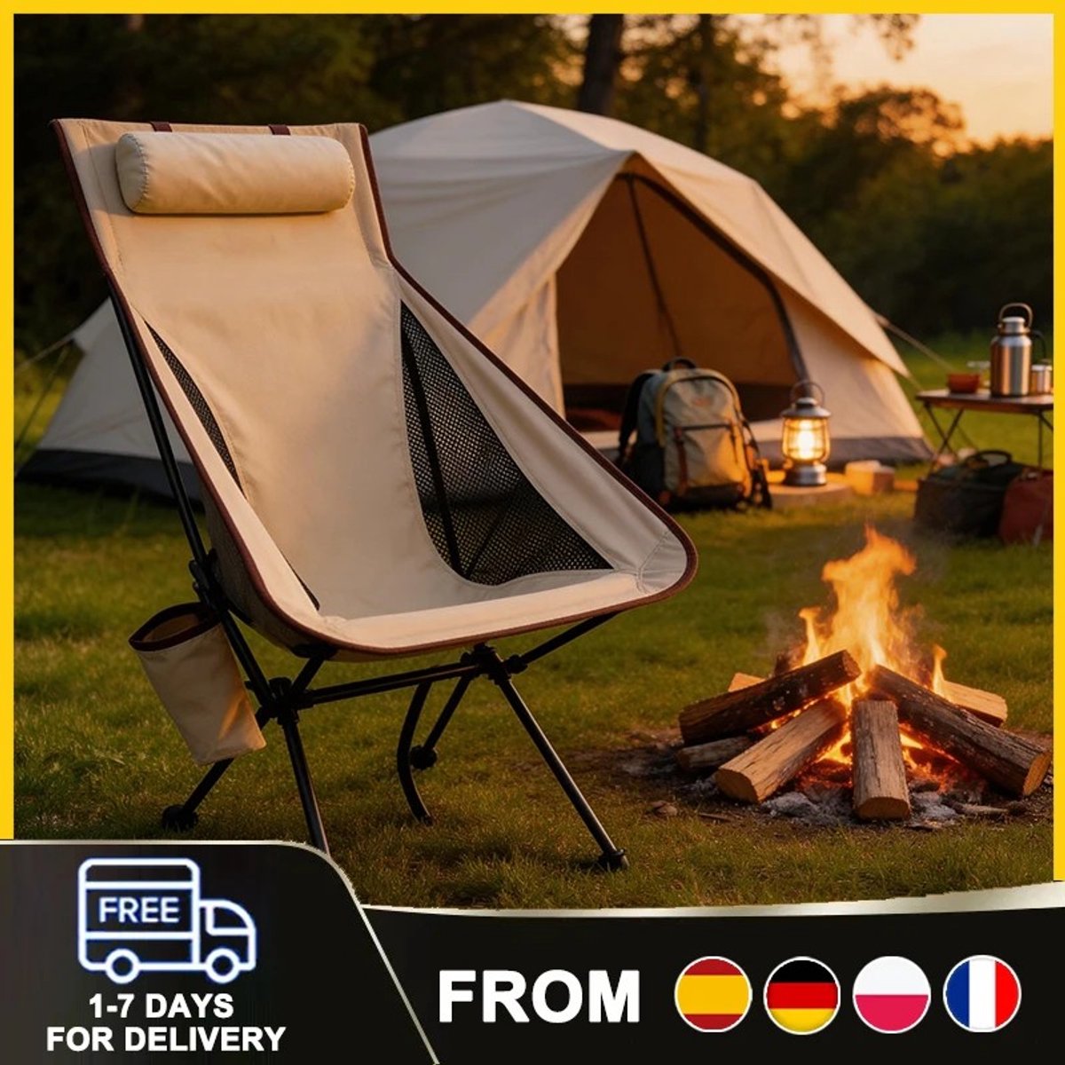 Dailygoods Opvouwbare campingstoel Ultralicht draagbaar met opbergtas en hoofdsteun Aluminium visstoel Outdoor-wandelmeu