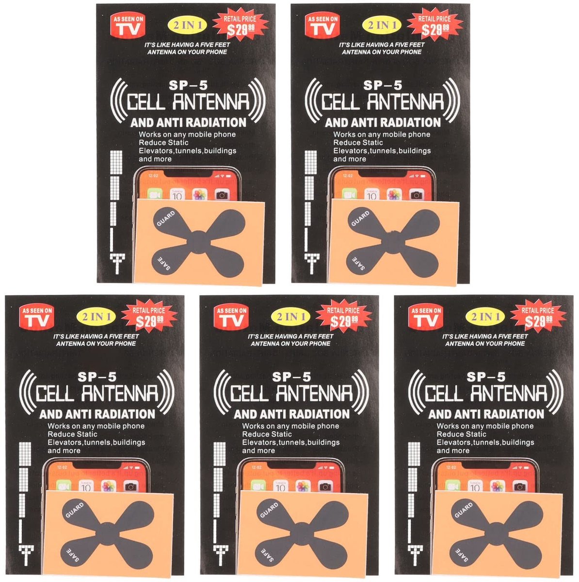 MTTproducts- Signaalversterker met Stralingsbescherming - Mobiele Telefoon Sticker - 5 Stuks - Zelfklevend - PCB - Verbeterd Telefoonsignaal - Telefoonsticker
