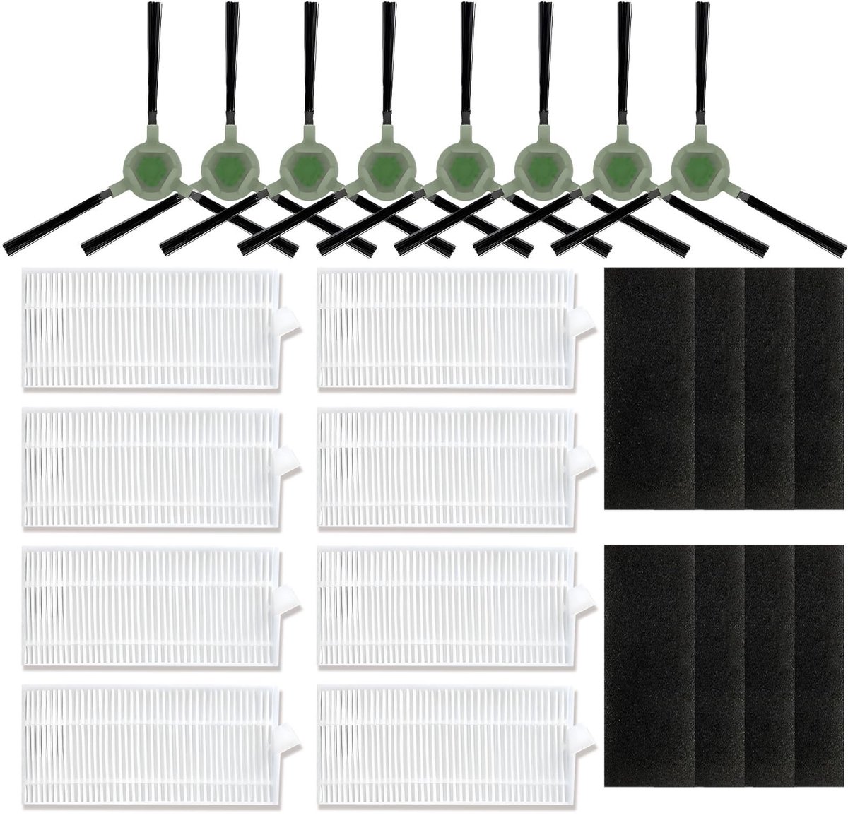 MTTproducts- Veegmachine-accessoires 8 HEPA-filters - 8 Zijborstels - Geschikt voor Lefant M210/M210S/M210B - Robuust en wasbaar - Efficiënt voor stof en dierenharen - Stofzuigeraccessoires