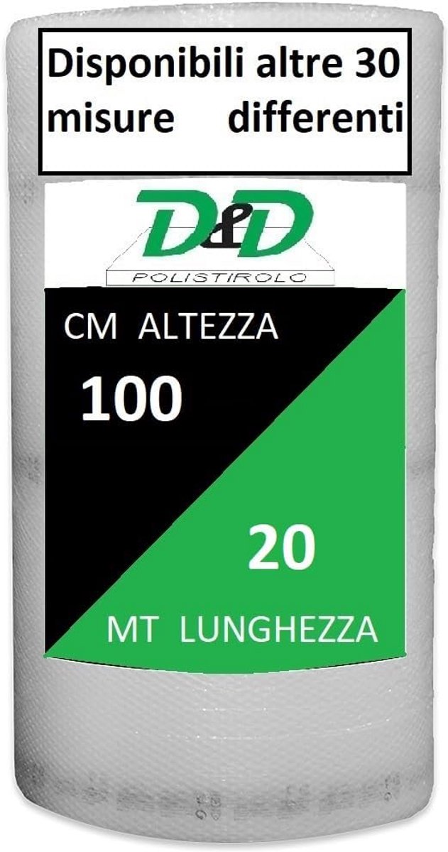 Luchtkussenfolie Polystyreen 100 cm x 20 m - Bescherming Verzending Verhuizing - 10 mm Luchtbellen - Stevig & Licht