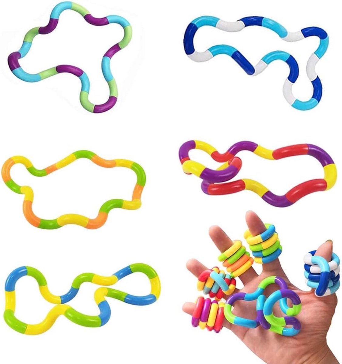 OLOEY Deze 5-delige stressverlichtende speelgoedset is geschikt voor mensen met autisme en bevat een fidget spinner-een pijpenrager en andere items-Het helpt bij de hand-oogcoördinatie en is geschikt voor zowel volwassenen als kinderen