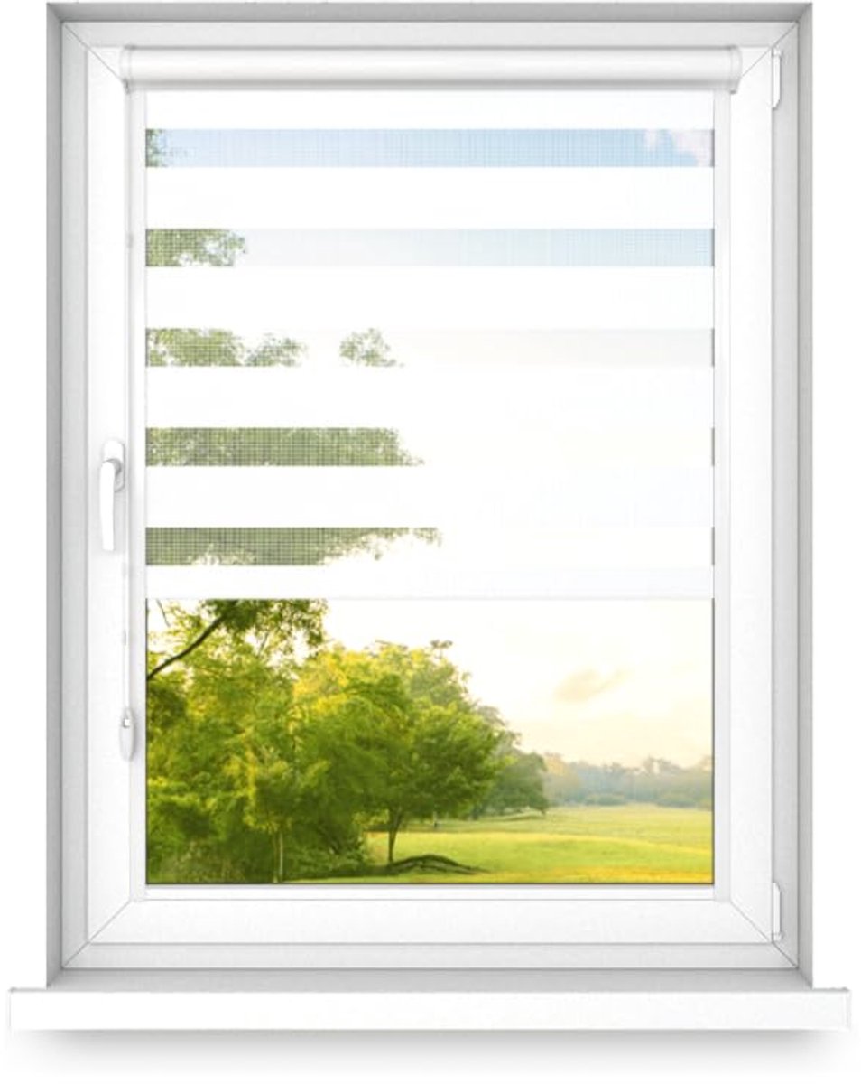 time4blinds - Dubbele Rolgordijnen Zonder Boren - Zebra-Rolgordijnen voor Ramen en Deuren 