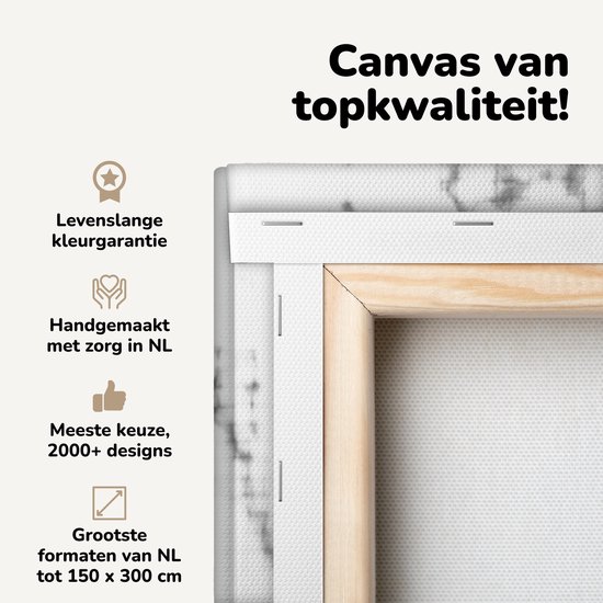 Canvas schilderij 150x100 cm - Wanddecoratie Twee ara papegaaien op een tak in zwart-wit - Muurdecoratie woonkamer - Slaapkamer decoratie - Kamer accessoires - Schilderijen op canvas