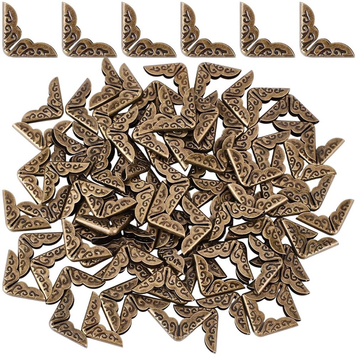 Dailygoods - Set van 96 Metalen Boek Hoekbeschermers Vintage Brons