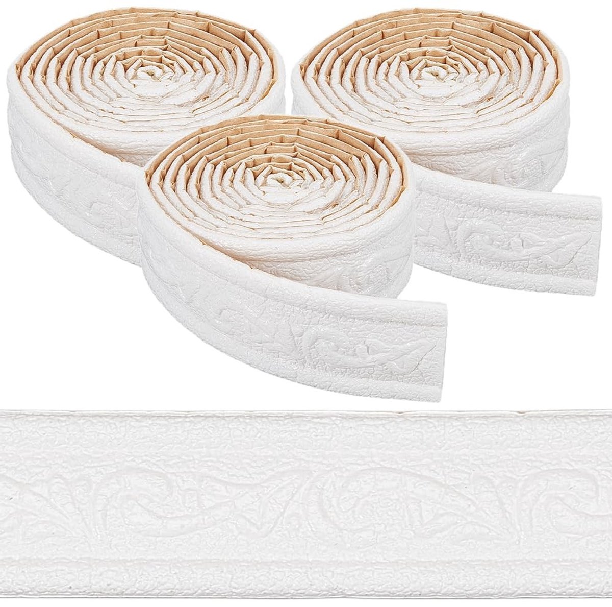 Dailygoods - Dailygoody - Zelfklevende Wandlijst - Flexibele 3D Skirting Board - Wit en Camel Bruin - 271 x 4.5 cm - Makkelijk te installeren - Decoratief en funct