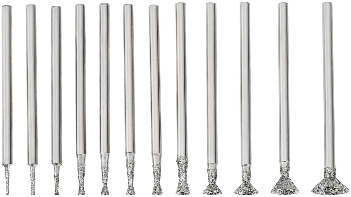 Dailygoods - Diamant Slijpbits Set van 12 Stuks voor Rotatietools