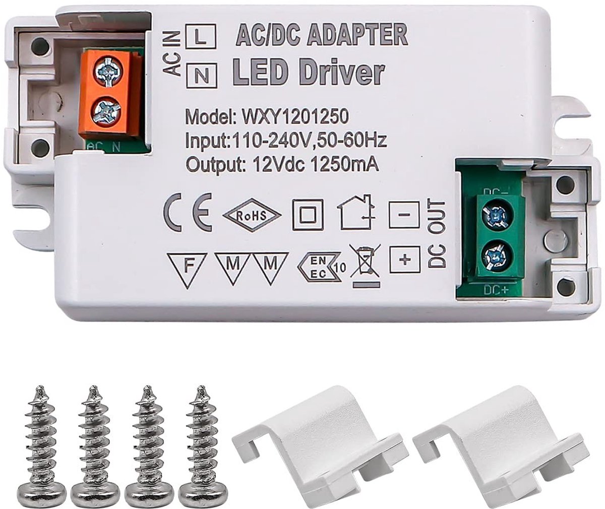 Dailygoods - Dailygoody - 12V Led Driver - Constant Voltage Adapter - voor LED Strips en Lampen - 15W - Energiezuinig - Betrouwbare voeding - Geschikt voor diverse...