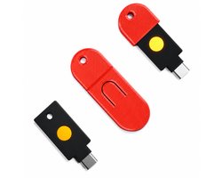 Alvora beschermhoes en sleutelhanger geschikt voor YubiKey 5C NFC - USB-C beveiligingssleutel houder met sluitkap - Rood