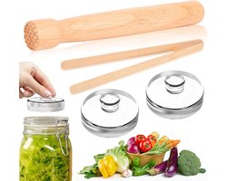 Accessoire Set voor Fermentatie met Stamper, Tangen en Gewichten voor Perfecte Sauerkraut en Kimchi (⌀7 cm)