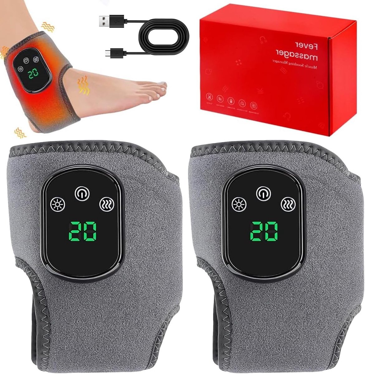 3-in-1 Elektrisch Voetmassageapparaat met 3 Standen en 5 Warmteniveaus voor Ontspanning, Herstel en Pijnverlichting na Sportactiviteiten