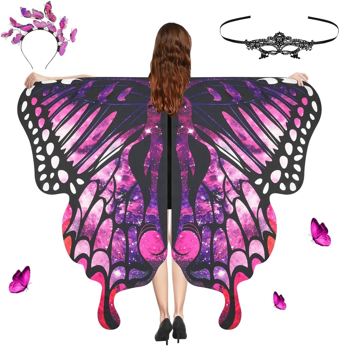Vleermuisvleugels voor Volwassenen - 168 x 130 cm Kostuum voor Halloween en Kerst - Polyester Cape voor Cosplay en Feestjes