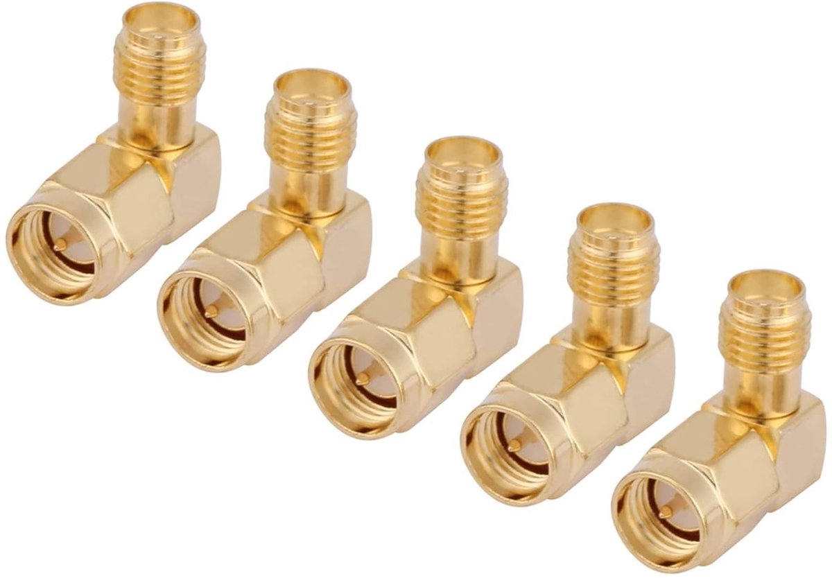 5 Stuks SMA Male naar Female Connector - RF Coaxiale Adapter met 90 Graden Hoek voor WiFi Antenne en Signaalversterking
