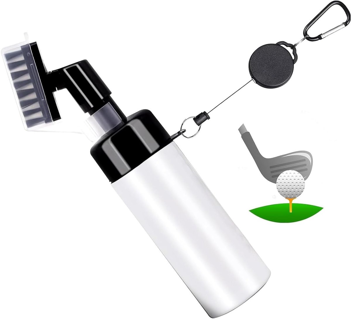 Haal het meeste uit je golfspel met een handige en draagbare golfclub reiniger, inclusief water spray en karabijnhaak, ideaal voor het onderhouden van je golfaccessoires en clubs.