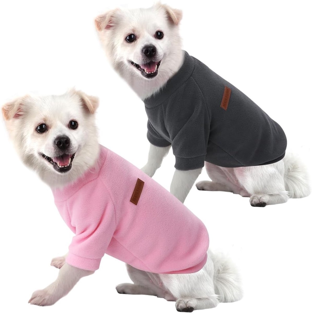 Hondenhoodie voor Kleine Honden, Warm en Lichtgewicht, Elastisch en Zacht, Ideaal voor Chihuahua's en Andere Rassen (2 Stuks Grijs+Roze, Maat L)