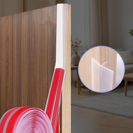Siliconen deurstrip in T-vorm, zelfklevend, 3.5 cm x 6 m, multifunctionele afdichting voor geluidsisolatie, tocht- en stofbescherming, transparant van Merkloos — afbeelding 4