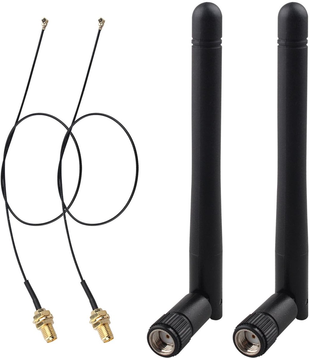 aladdien - Dual Band WiFi Antenne - 2.4GHz 5GHz 5.8GHz - Hoge snelheid - 3dBi - Voor M.2 Wireless Network Card - Inclusief U.FL Kabel