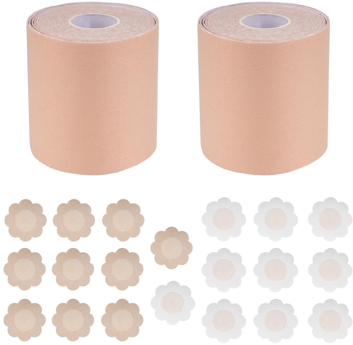 Seb3 - Borstlift Tape - Zelfklevend - Voor een comfortabele push-up - Bright skin tone - Inclusief tepelpads - Geschikt voor vrouwen - 2 rollen